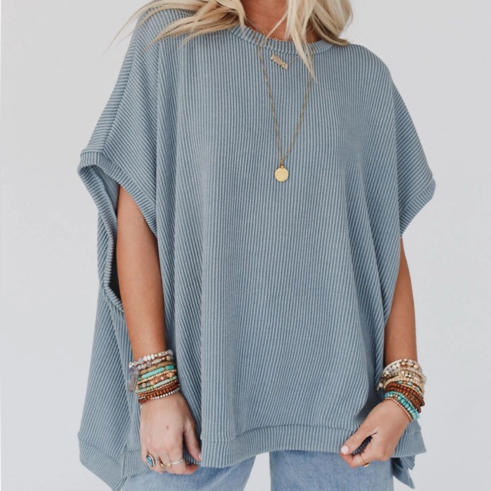 Three Bird Nest Moon Glow Texture Knit Top - Seafoam